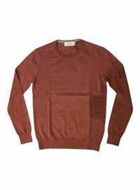 Gran Sasso Men's Classic Crew Long Sleeve Tee in brick - men's long sleeve top