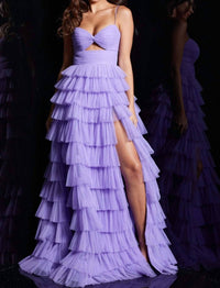 Jovani - Ruffled Tulle Prom Dress