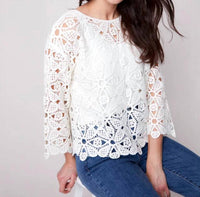 Charlie B - Crochet Long Sleeve Boatneck Top