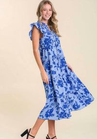 Umgee - Floral Print Tiered Midi Dress