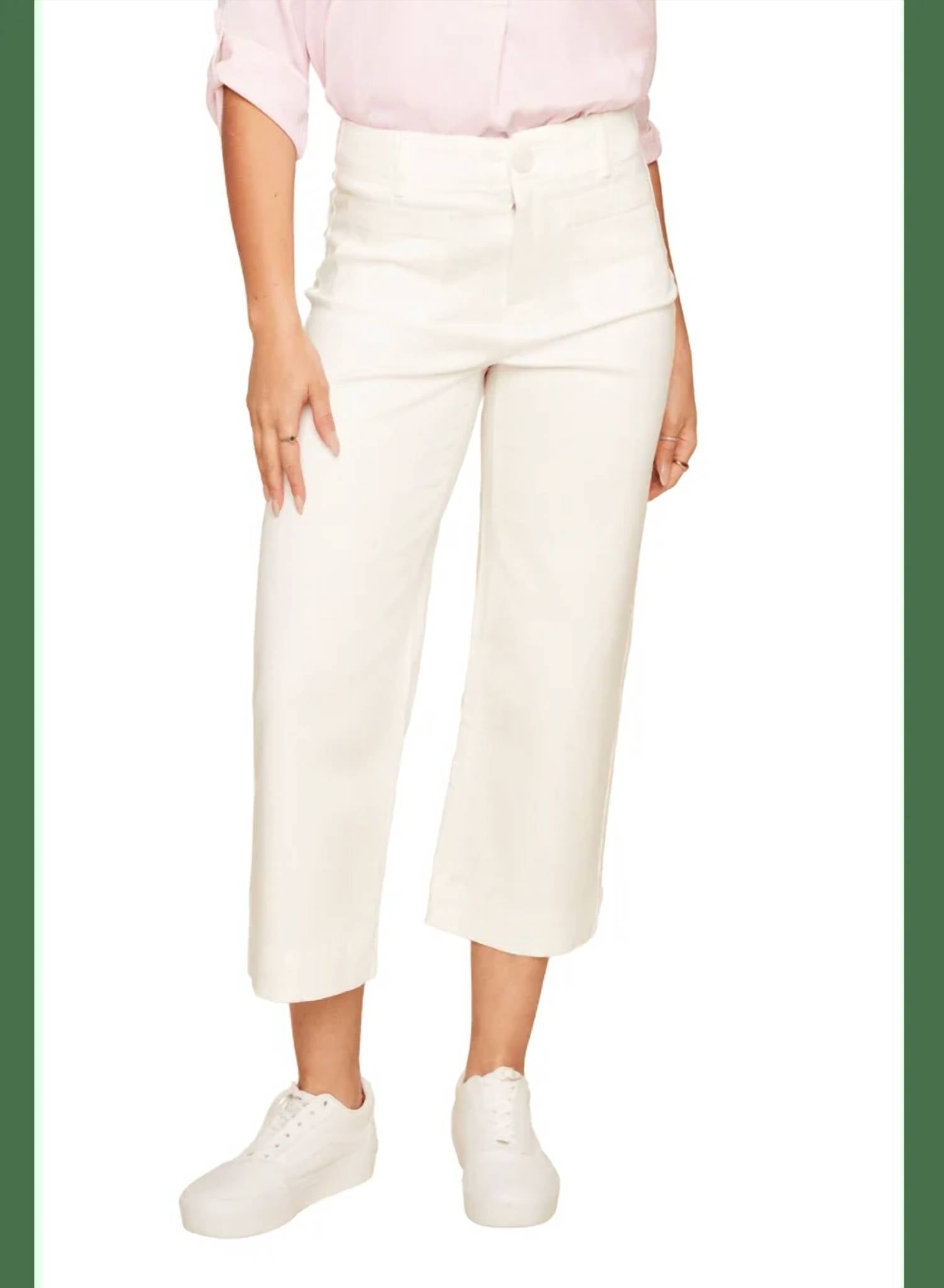 Renuar - Crop Wide Leg Twill Woven Pant