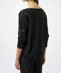 Joseph Ribkoff - Bow Embellished Sweater Top