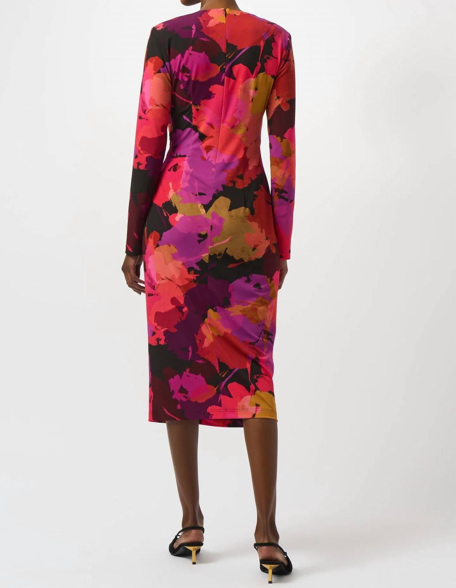 Joseph Ribkoff - SILKY KNIT FLORAL PRINT SHEATH DRESS