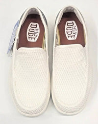 HEY DUDE Women's Sunapee Mesh Stripe Shoes in white - women's flats - alternate view