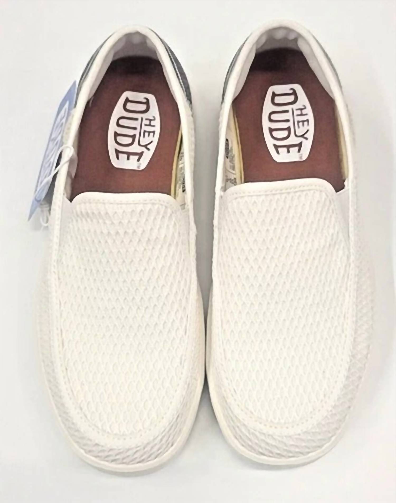 HEY DUDE Women's Sunapee Mesh Stripe Shoes in white - women's flats - alternate view