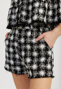 En Saison - Elsie Embroidered Tweed Shorts