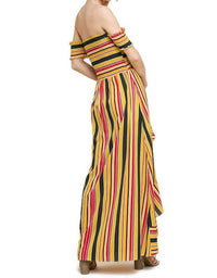 Umgee - Striped Ruffle Tulip Maxi Dress