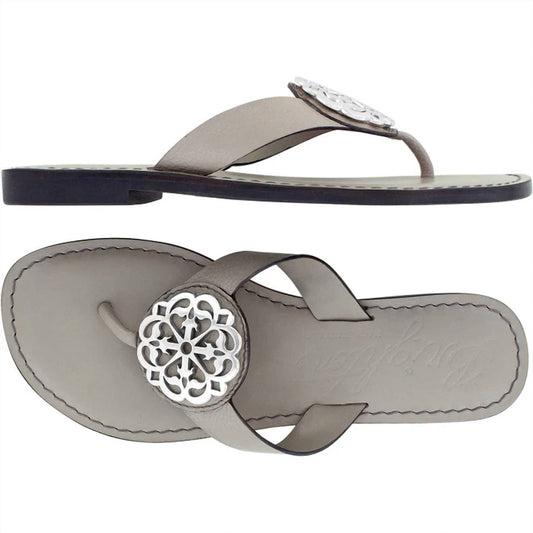 Brighton - Alice Ferrara Beachwood Embellished Leather Flat Thong Sandal