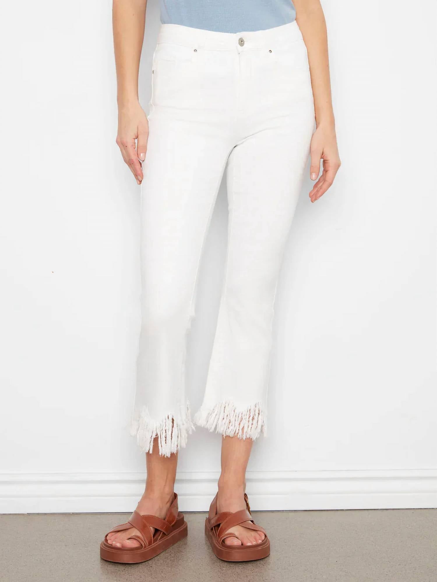 Charlie B - Cropped Fringed Hem Bootcut Jeans