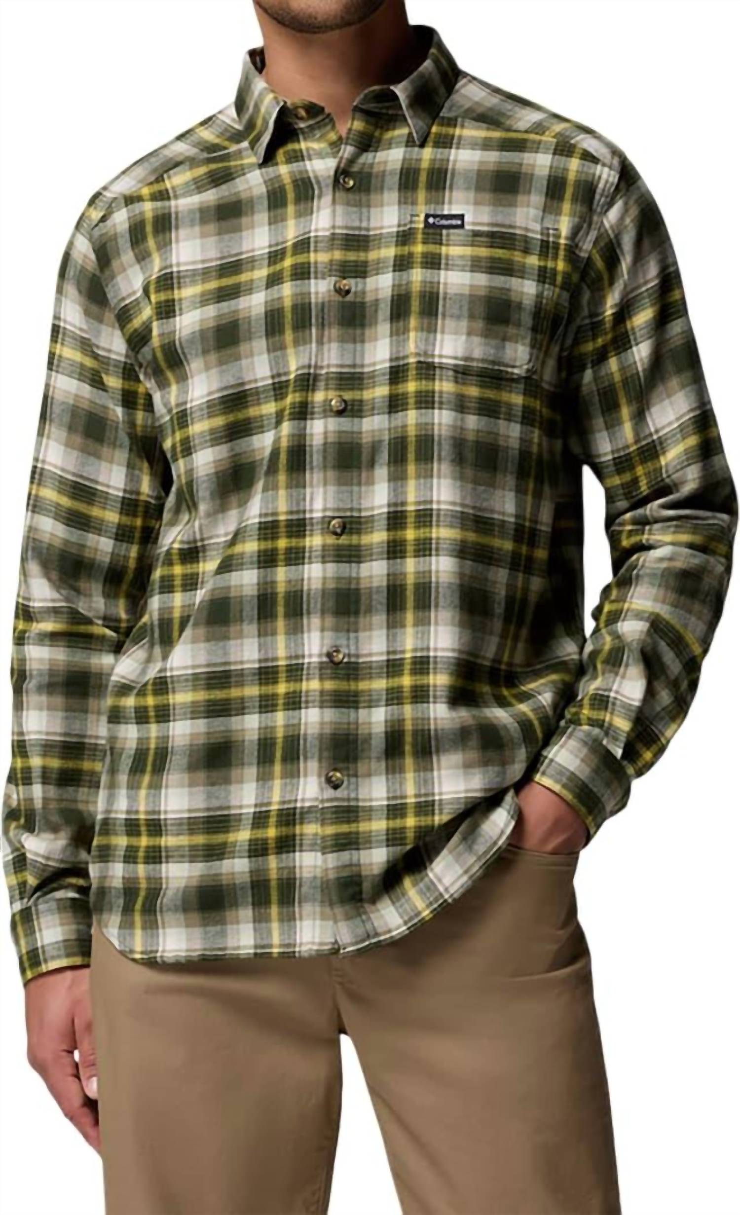 Columbia Cornell Woods Flannel Long Sleeve Shirt in greenscape backland tartan - men's shirt