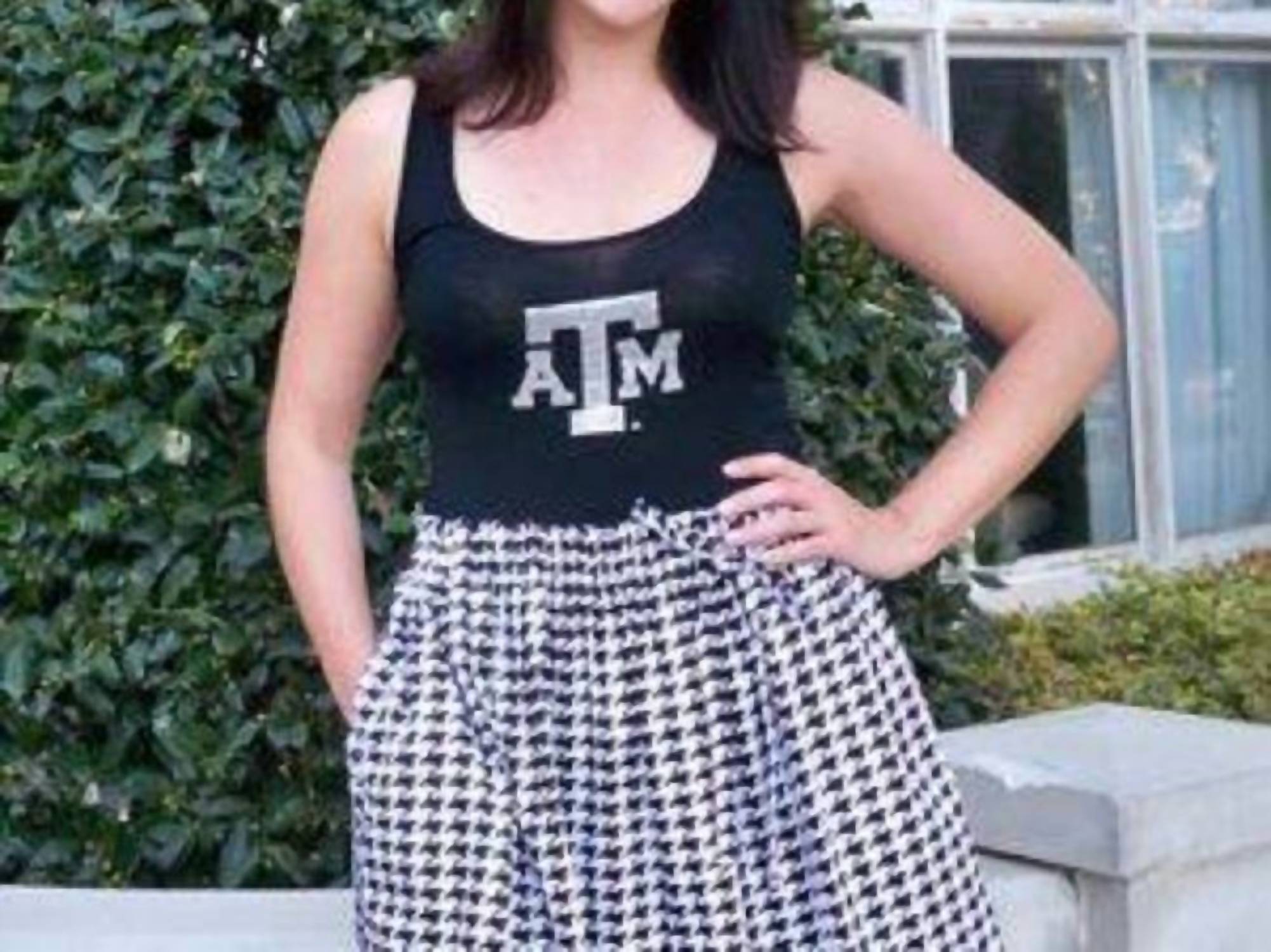 Gameday Couture - Texas A&M University Logo Houndstooth Tank Dress
