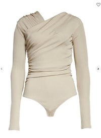 GOLDSIGN Fonteyne One Shoulder Bodysuit in sand - women's shirt - alternate view