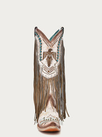 Corral - Women's Embroidered Eagle With Lamb And Crystal Fringe Cowboy Boot