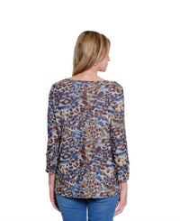 Multiples - 3/4 Sleeve Zip Pocket Top - Plus