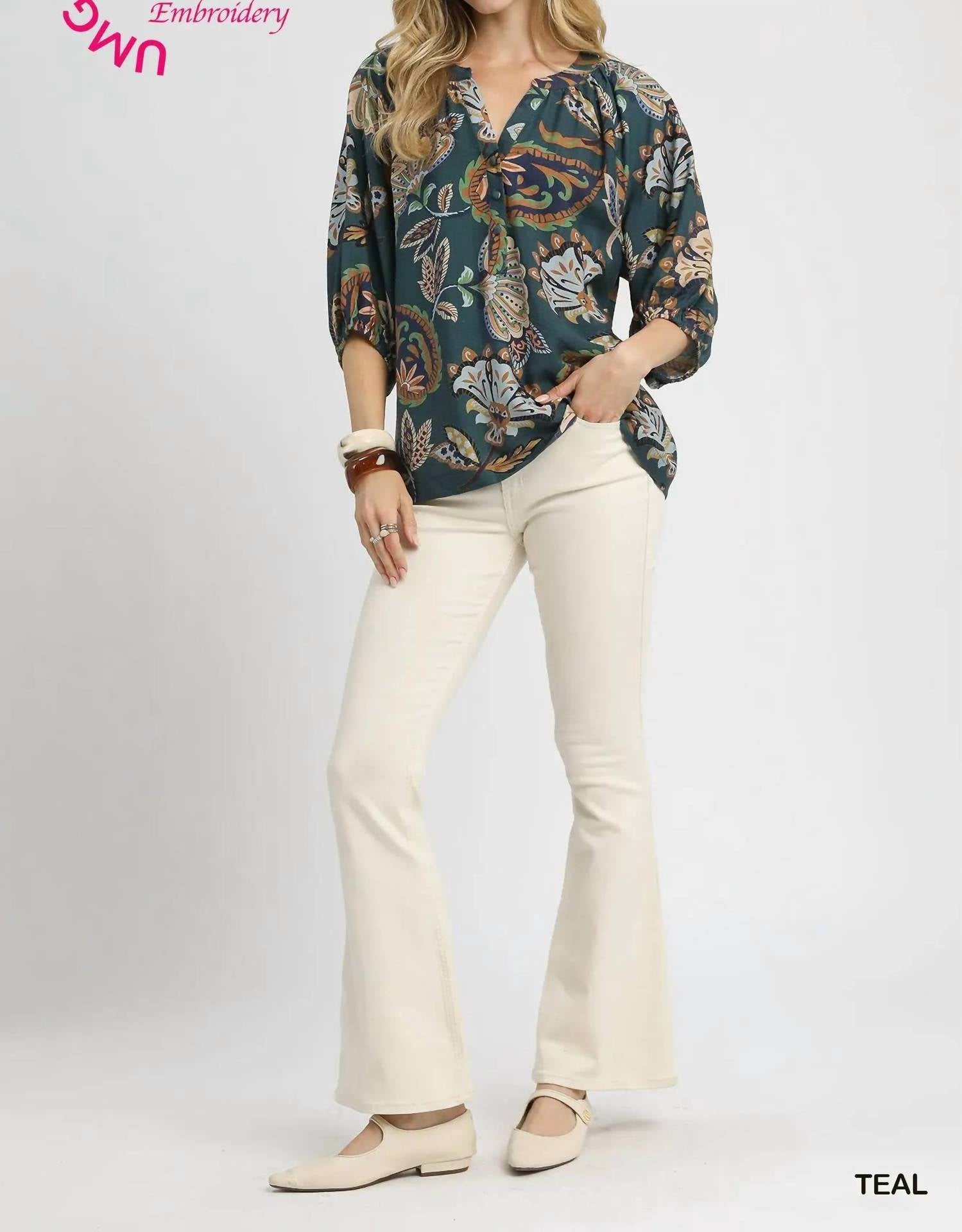 Umgee - Floral Paisley Boho Top