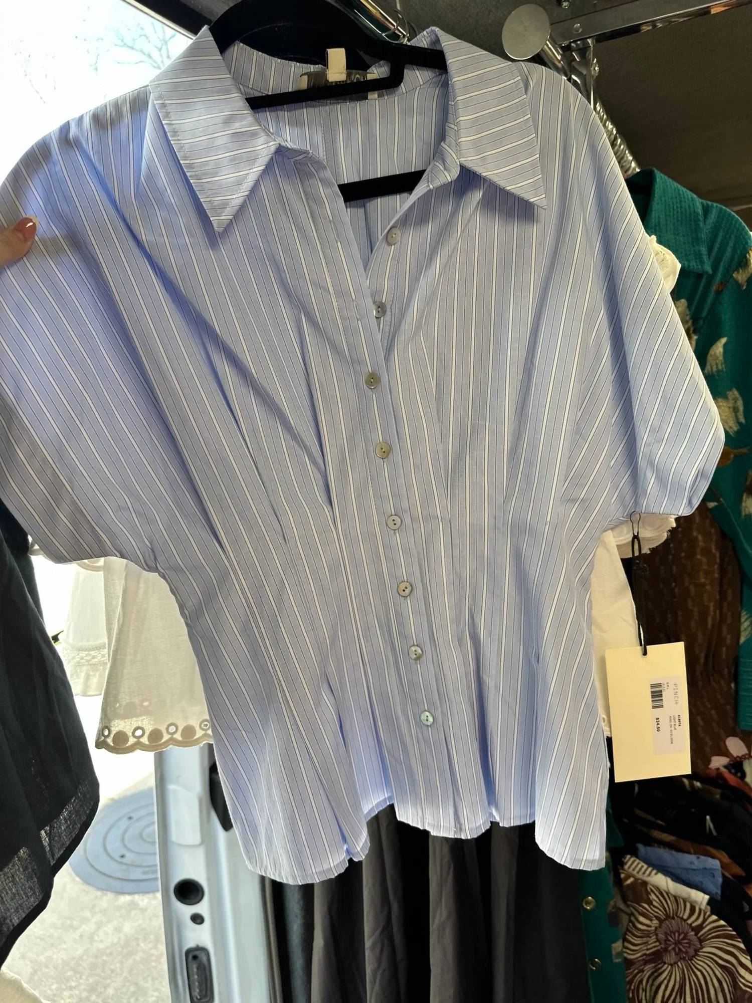 Pinch - Stripe Button Down Shirt With Waistline Detail