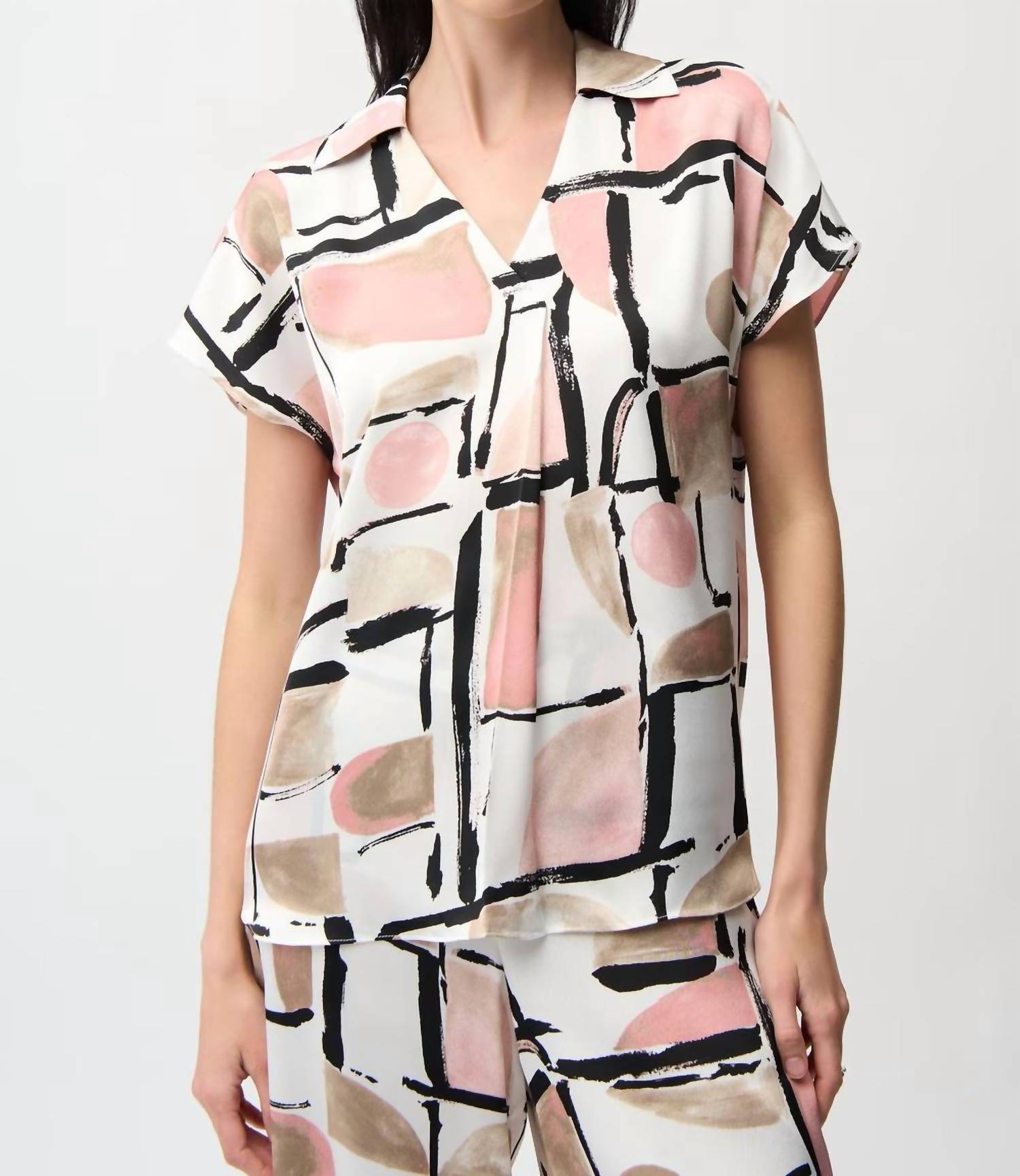 Joseph Ribkoff - Casual V-neck Buttoned Top