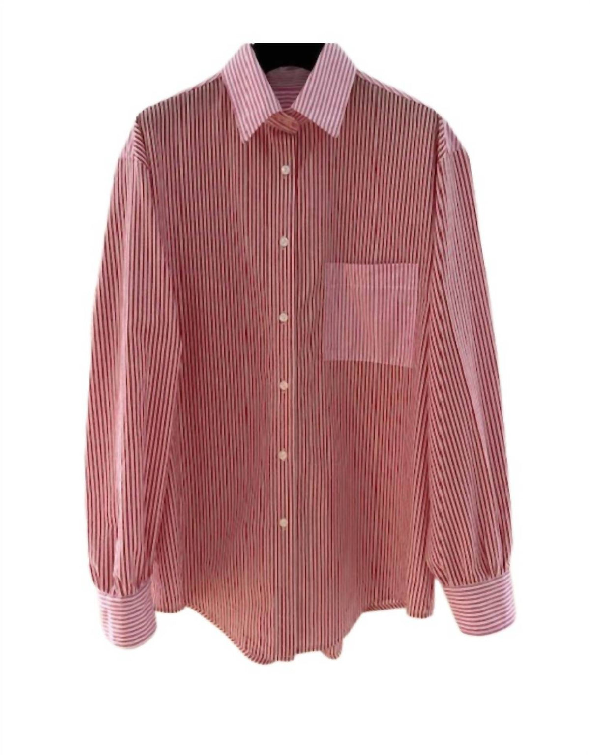Rose Carmine - Fines Rayures Shirt