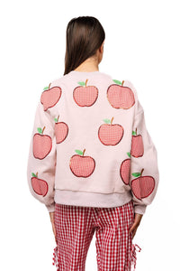 Queen Of Sparkles - Gingham Apple Long Sleeve Sweatshirt