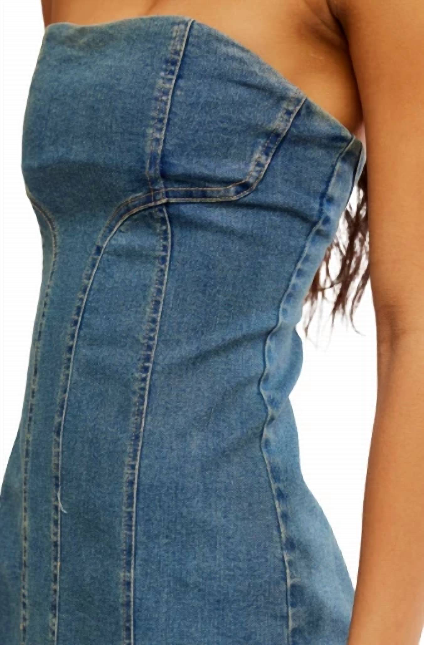 Free People - Alexa Denim Mini Dress
