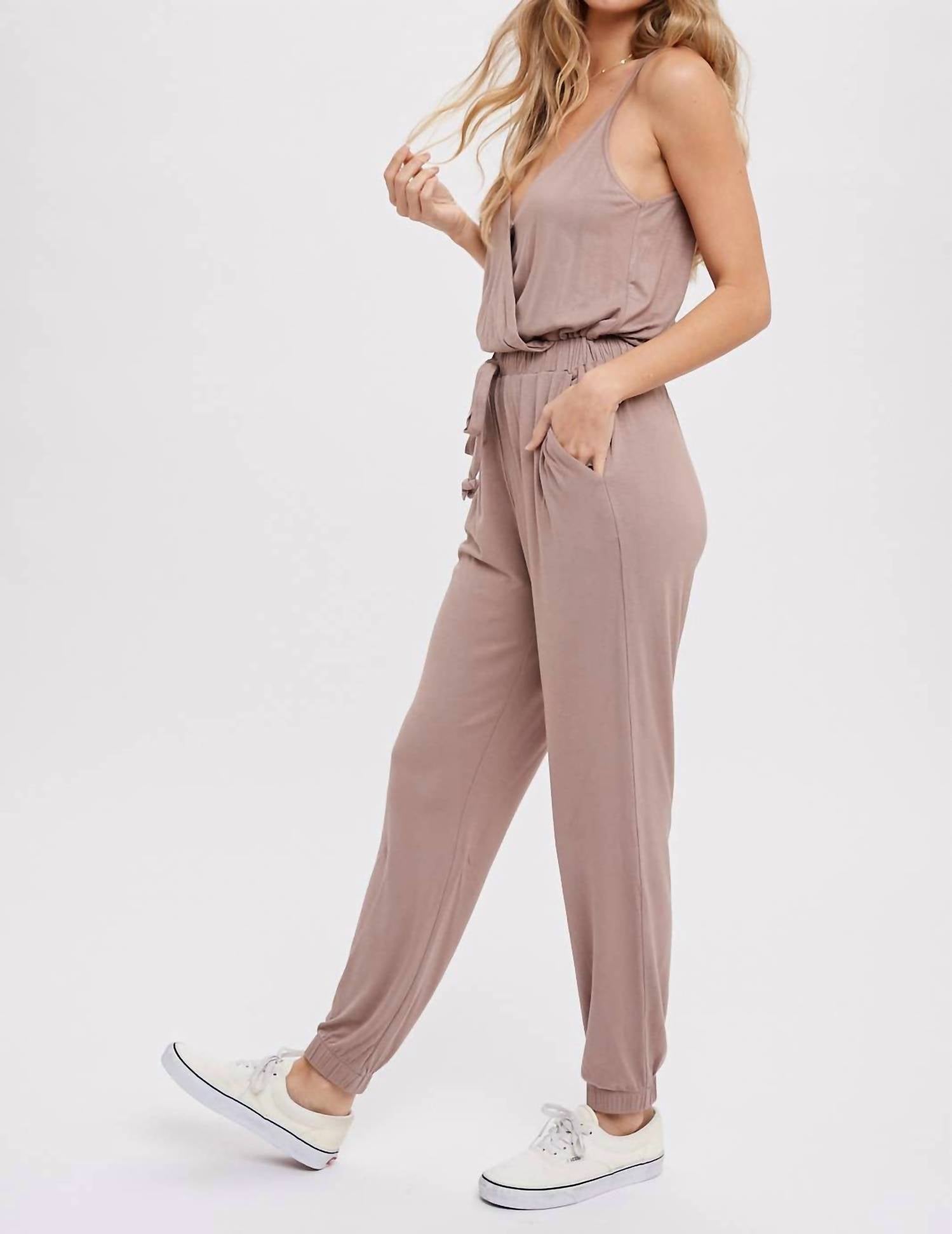 Bluivy - Surplice Casual Jersey Jumpsuit