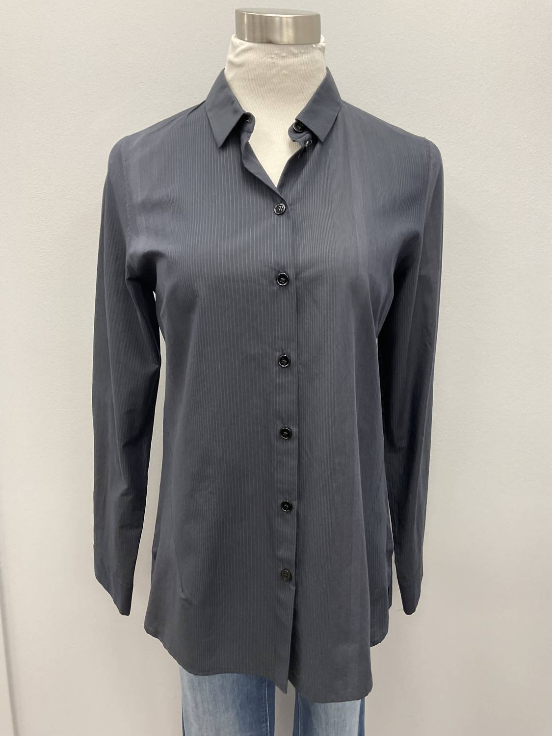 Peter O. Mahler - NAVY MICROSTRIPE COTTON BLOUSE