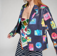 Vilagallo - Women's Midnight Pop Print Shimmer Jacket