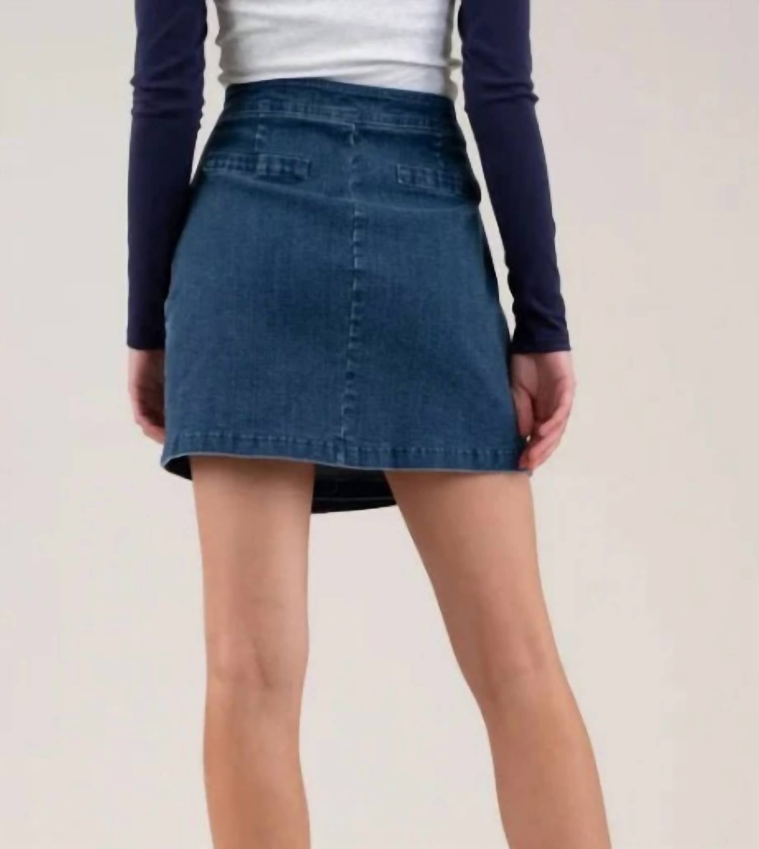 Blu Pepper High Waist Wrap Mini Skirt in denim - women's skirt - alternate view