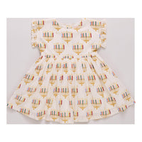 Pink Chicken - Girls Colorful Menorahs Adaline Dress