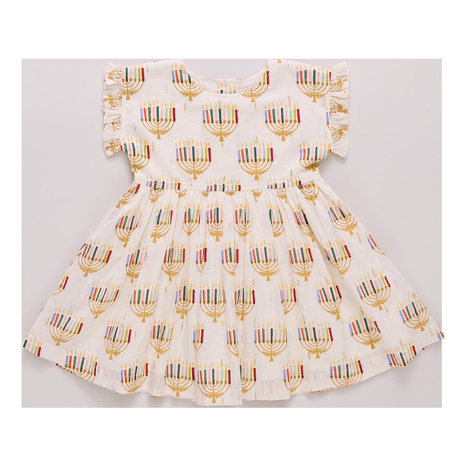 Pink Chicken - Girls Colorful Menorahs Adaline Dress