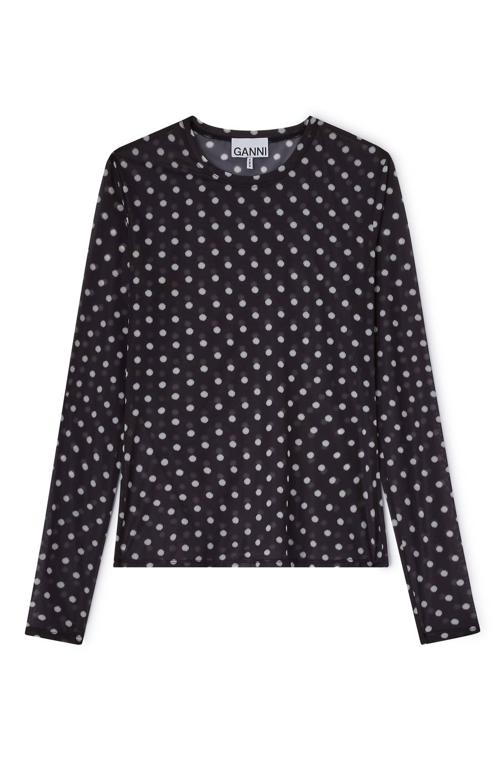 Ganni - Women's Printed Sheer Jersey Long Sleeve Top