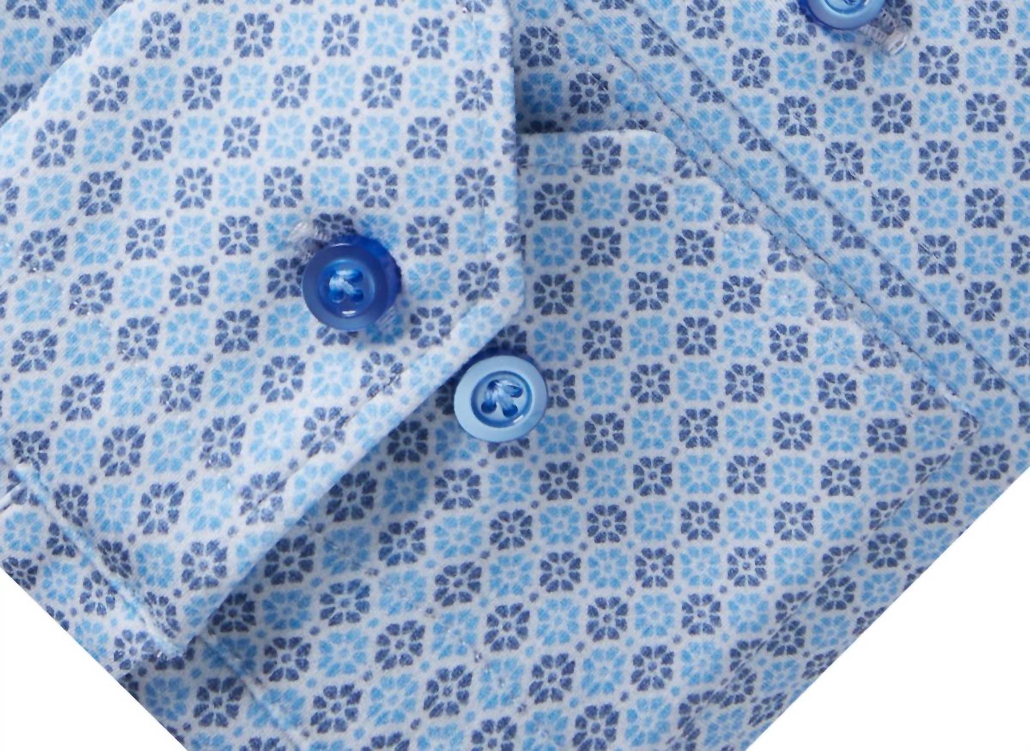 Emanuel Berg Men's Albini 4-flex Stretch Sport Shirt in blue - men's shirt - alternate view