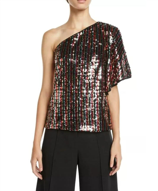 Milly - ONE SHOULDER SEQUINED BUTTERFLY SLEEVE TOP