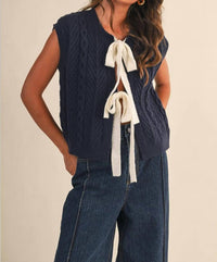Klesis - Cable Knit With Front Ribbons Vest