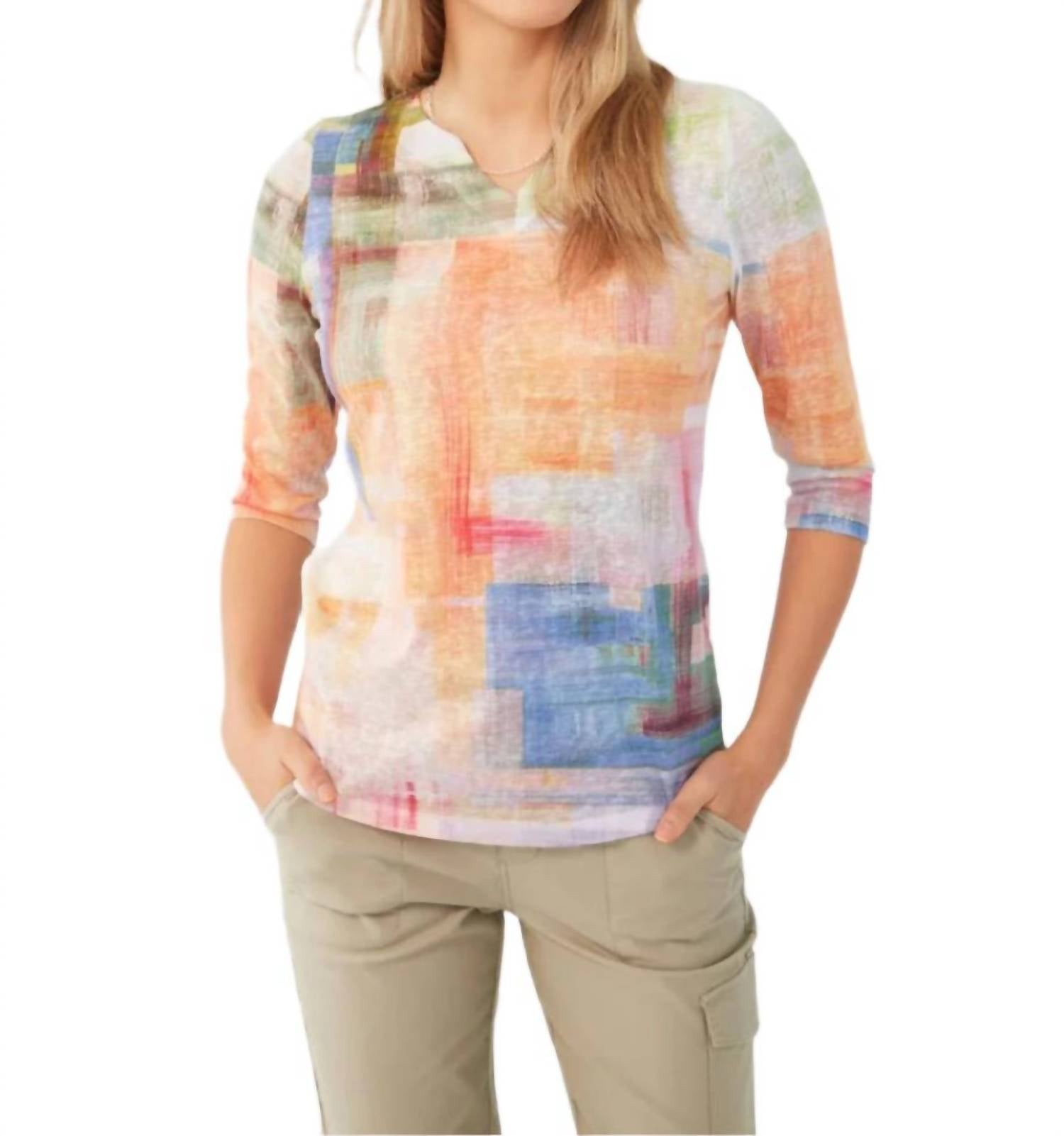 Fdj - Three Quarter Sleeve V-neck Top