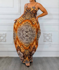 Surelymine - Circling Around Flow Multi Color Maxi Dress with Side Pockets