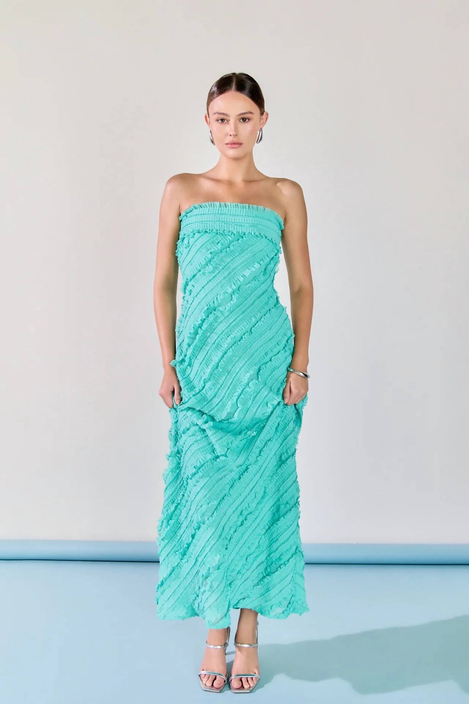 Endless Rose - Juliette Strapless Ruffled Maxi Dress