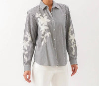 Karen Kane - Stripe Embroidered Shirt