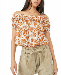 Free People Women's Suki Floral Off The Shoulder Top in in ivory combo - women's blouse