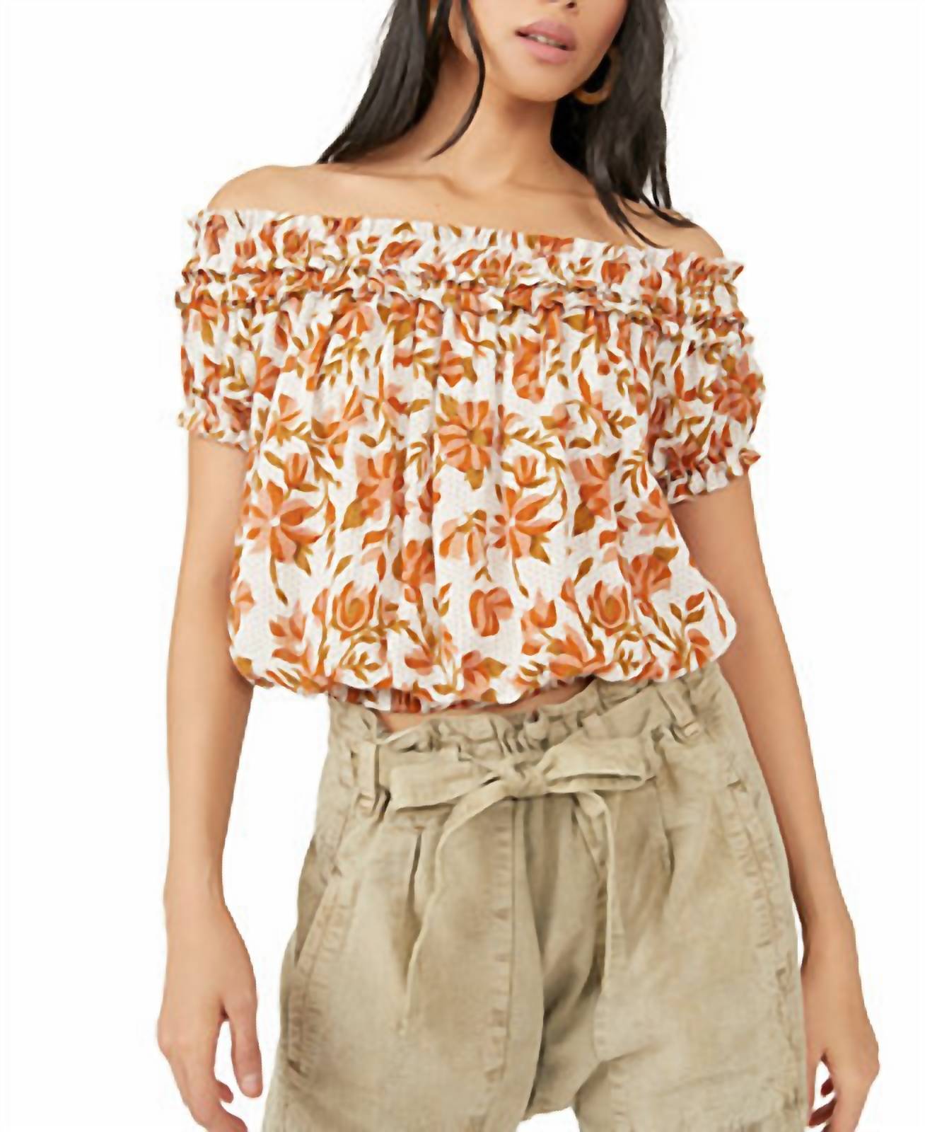 Free People Women's Suki Floral Off The Shoulder Top in in ivory combo - women's blouse