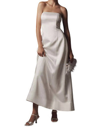 Mare Mare Women’s Piper Strapless Satin Fit & Flare Maxi Dress in white - women's dress