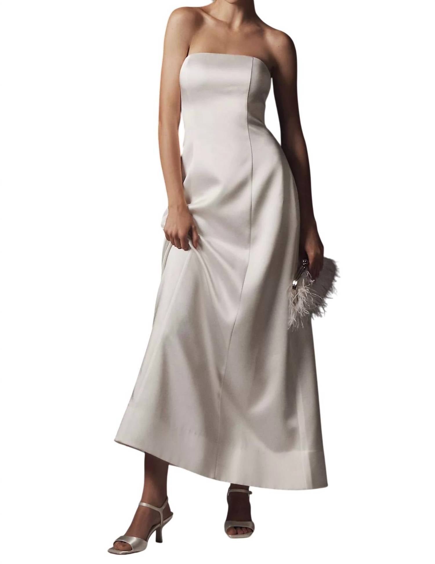 Mare Mare Women’s Piper Strapless Satin Fit & Flare Maxi Dress in white - women's dress