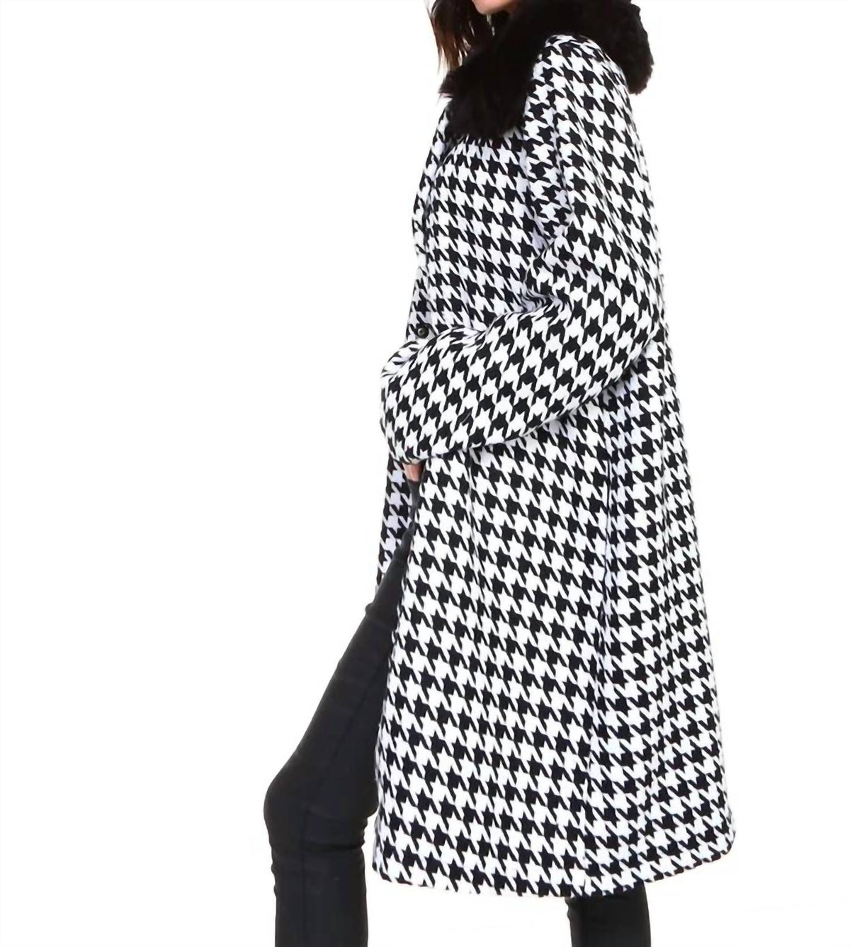 Joh - Riley Houndstooth Knee Length Coat