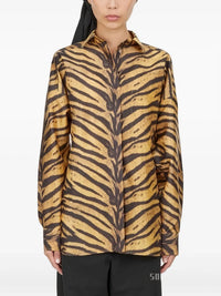 Salvatore Ferragamo Tiger Print Long-sleeved Shirt in golden yellow - women's shirt - view 49