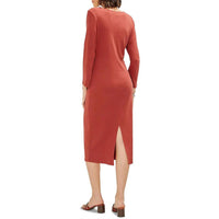 Three Dots - Women's V Neck Midi Sweatshirt Dress