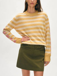 White + Warren - Cashmere Mixed Striped Crew Sweater