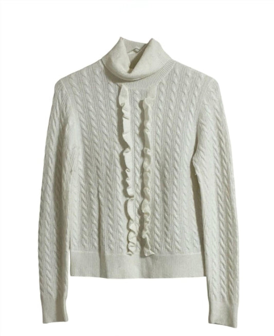 J.Crew - Women's Supersoft Ruffle Front Turtleneck Wool Blend Sweater