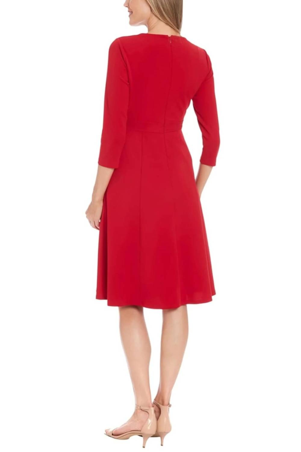 London Times - 3/4 Sleeve A-Line Midi Dress