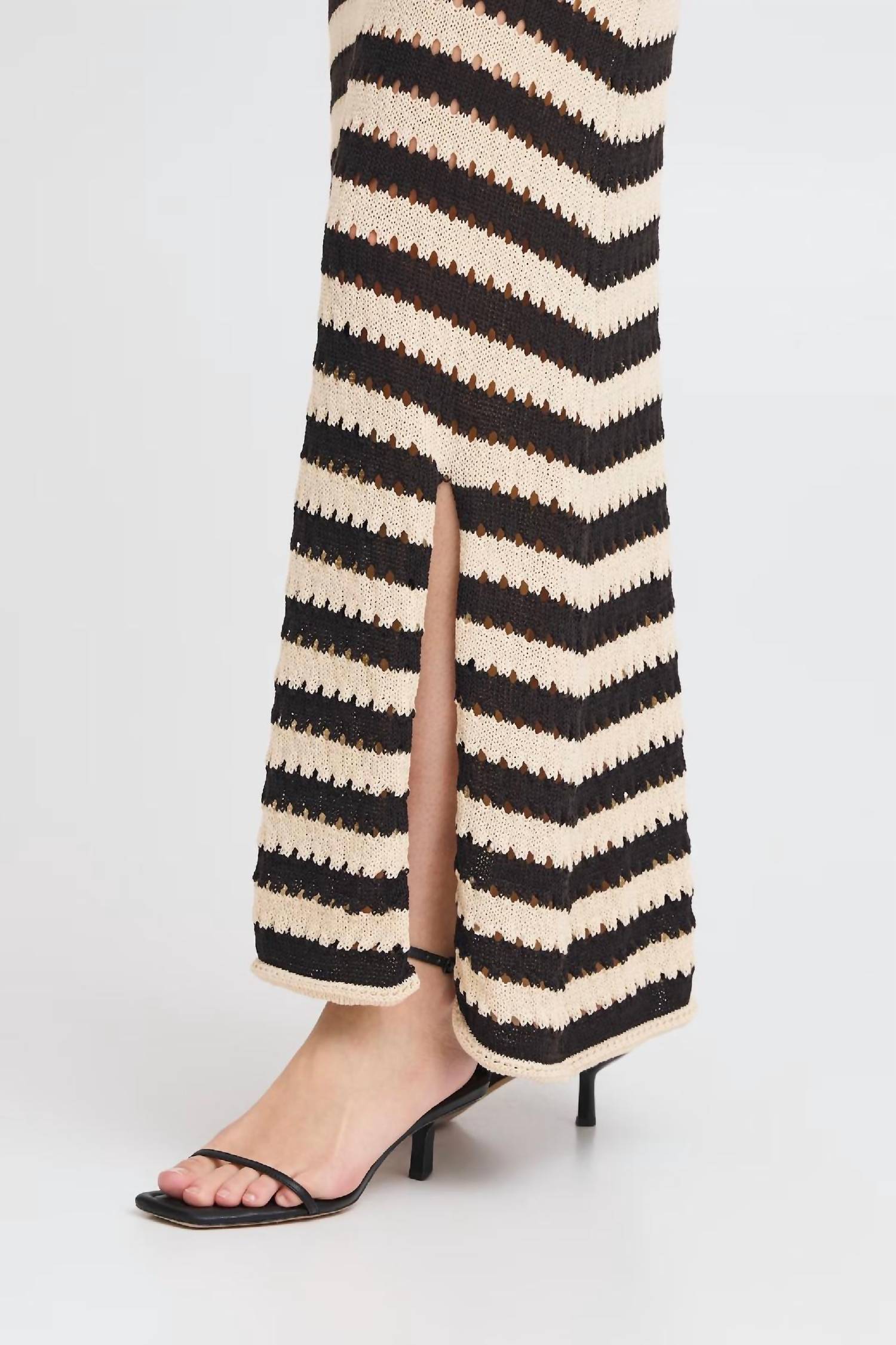 Ichi - Birdis Stripe Knit Maxi Skirt