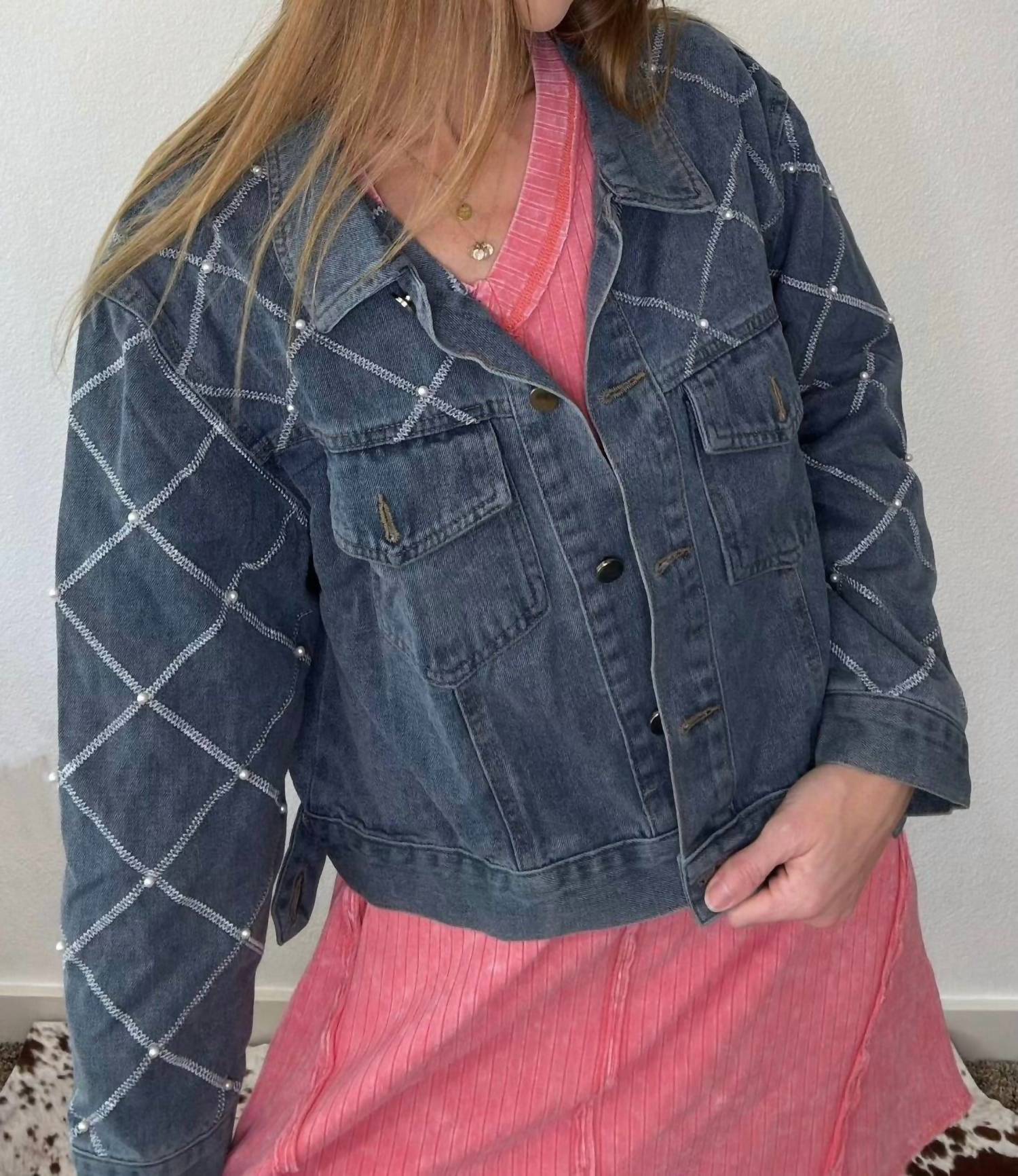 Miss Sparkling - Denim Pearl Jacket